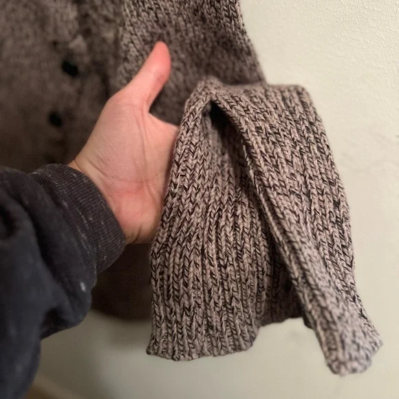 Zara Black & Tan Crew Neck Button Sweater Size L - Picture 3 of 9